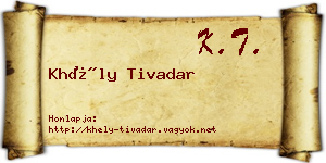 Khély Tivadar névjegykártya